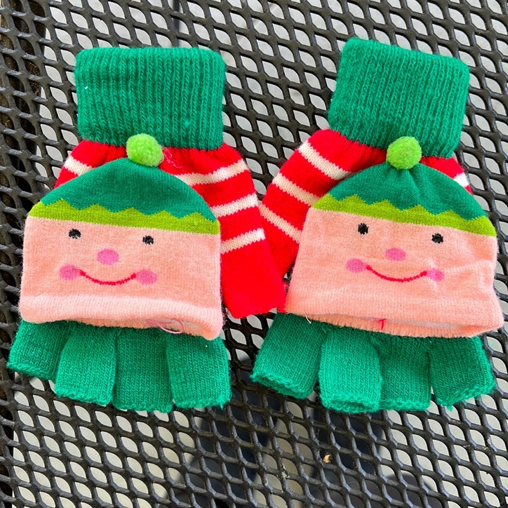 Boutique Fingerless Mitten Gloves Holiday Elf Theme